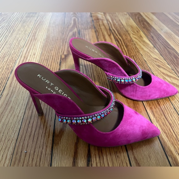 Kurt Geiger Duke Heeled Mule - Pink Suede - Picture 12 of 16